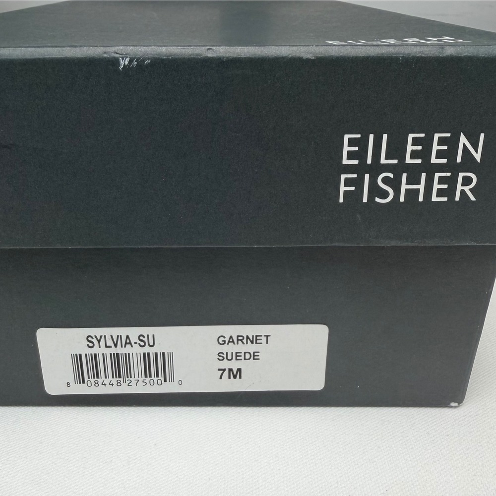 Eileen Fisher Sylvia Suede Mules Garnet Red 7M Capsule Career Luxury Chic - Picture 3 of 11